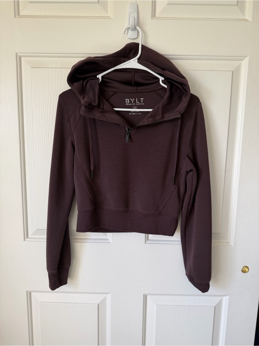 Women's Dark Brown Cropped Hoodie